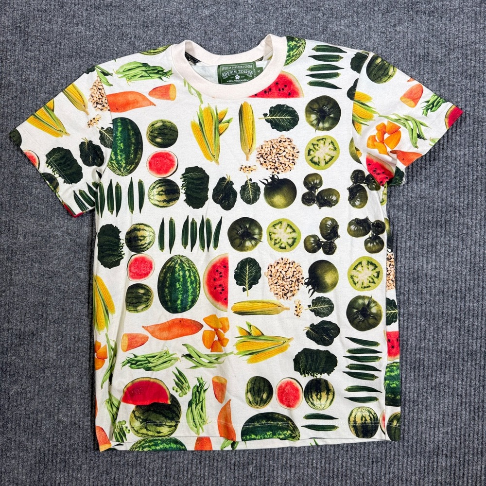 Denim Tears African Diaspora Goods Vegetable Fruit Print T-Shirt White Mens S
